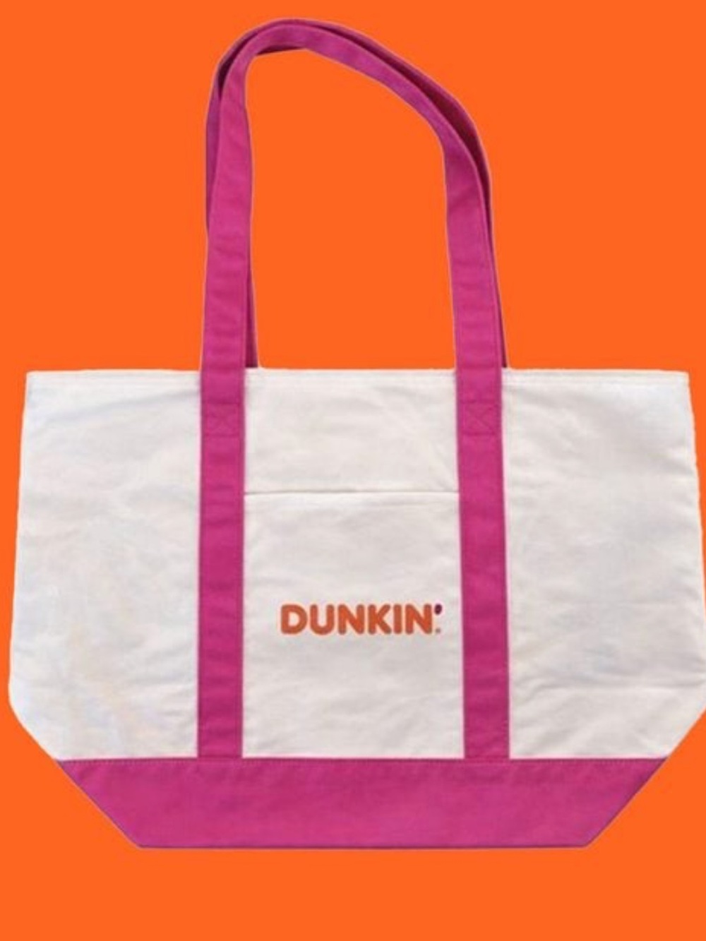 New Dunkin White and Pink Canvas Tote bag Everyday Carryall

New!